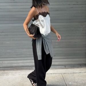 White Lace-Trim Cami Top - Black Lace Accent